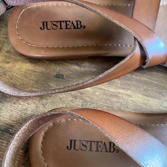 JustFab buckled brown leather flat sandals size 11 Just Fab - Picture 3 of 10